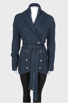 Knitted cardigan with double-breasted clasp