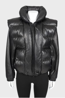 Leather jacket with detachable sleeves