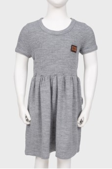 Children's gray dress with leather logo