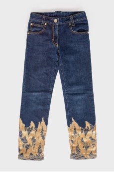 Children's jeans with applique of sequins