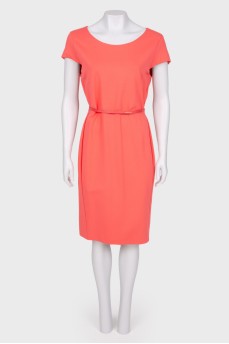 Coral dress with belt