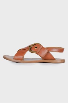 Leather sandals with a buckle