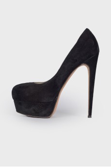 Suede black heels 