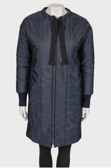 Down jacket with ties on the collar