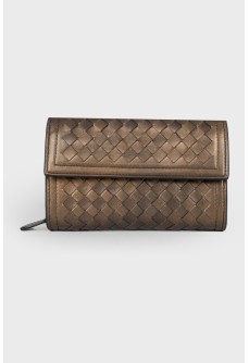 Wicker leather wallet