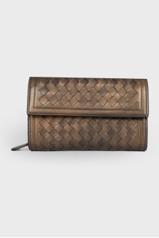 Wicker leather wallet