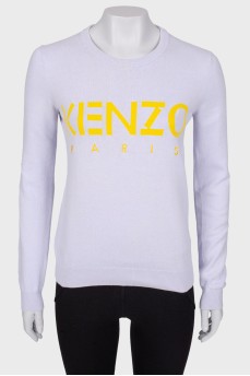 Lavender sweatshirt with a brand logo