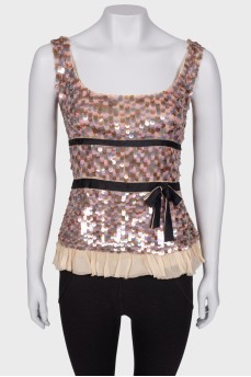 Silk top with sequins