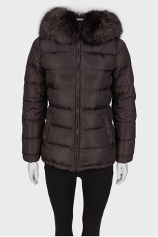 Quilted jacket with fur