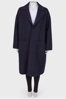 Black and blue wool coat