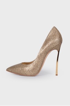 Gold glitter shoes