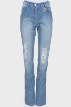 Jeans with decorative fading