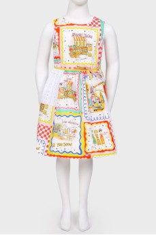 Children's fluffy dress in an abstract print