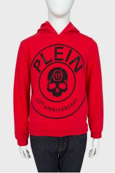 Children's red hoodie with logo