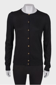 Black sweater with golden buttons