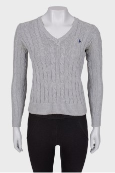 Knitted gray jersey sweater