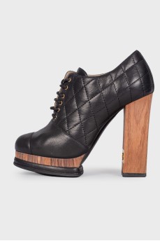 Wooden heeled ankle boots