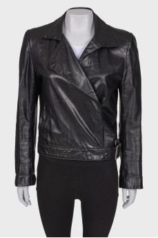 Leather jacket with strap