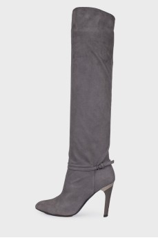 Suede gray over the knee boots
