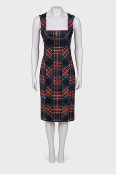 Plaid dress with wide straps