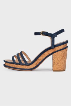 Heeled sandals with cork sole