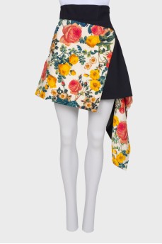 Asymmetrical flower print skirt