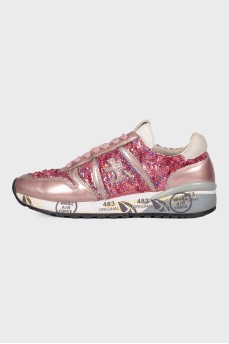 Pink sneakers with sequins