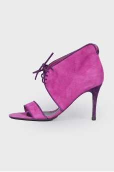 Pink lace-up sandals