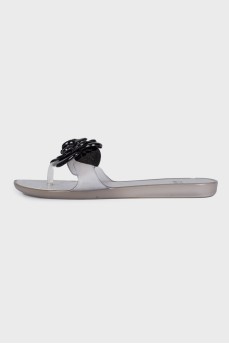 Flip-flops with black rose
