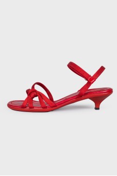 Red sandals with thin straps
