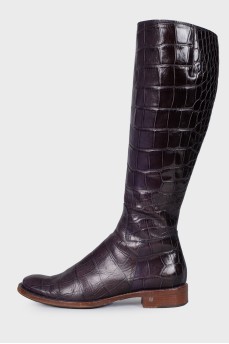 Embossed high boots