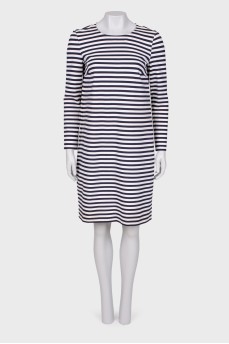 Striped dress with button-back