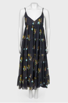 Sundress with floral print on the straps