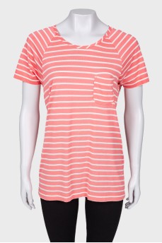 Pink white striped t-shirt