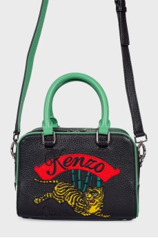 Leather bag with appliqué