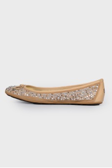 Suede flats with rhinestones