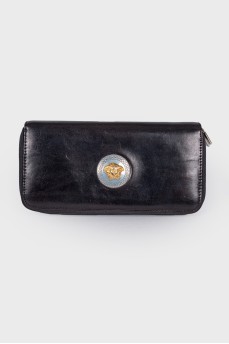 Leather wallet with brand logo