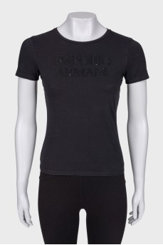 Black T-shirt with sequin logo