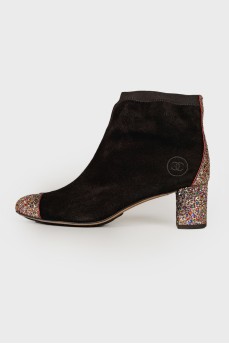 Ankle boots with glitter toe and heels