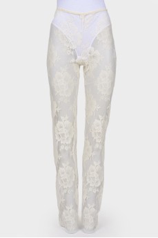 Lace translucent trousers