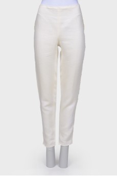 White trousers with raw seams