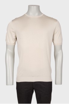 Men's beige silk T-shirt