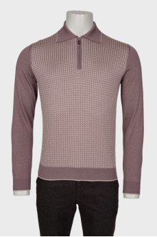 Men's cashmere polo with print