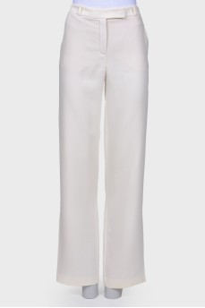 Wide silk white trousers