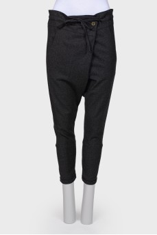 Wrap-around wool trousers