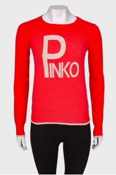Red jumper with logo