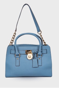 Blue bag with golden lock