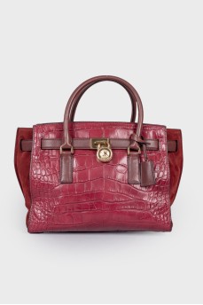 Burgundy bag with embossed leather