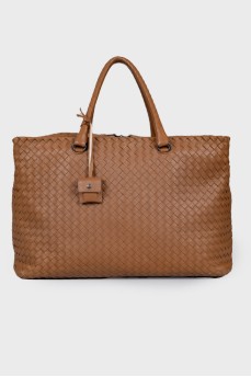 Intrecciato Woven Nappa Leather Brick Bag