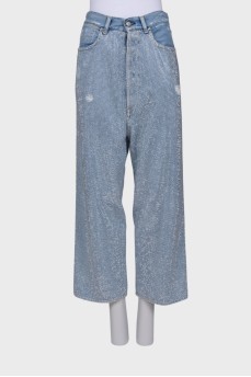 Oversized jeans with rhinestones